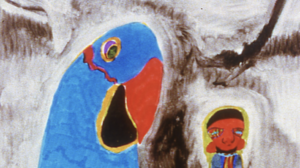 Person and parrot.